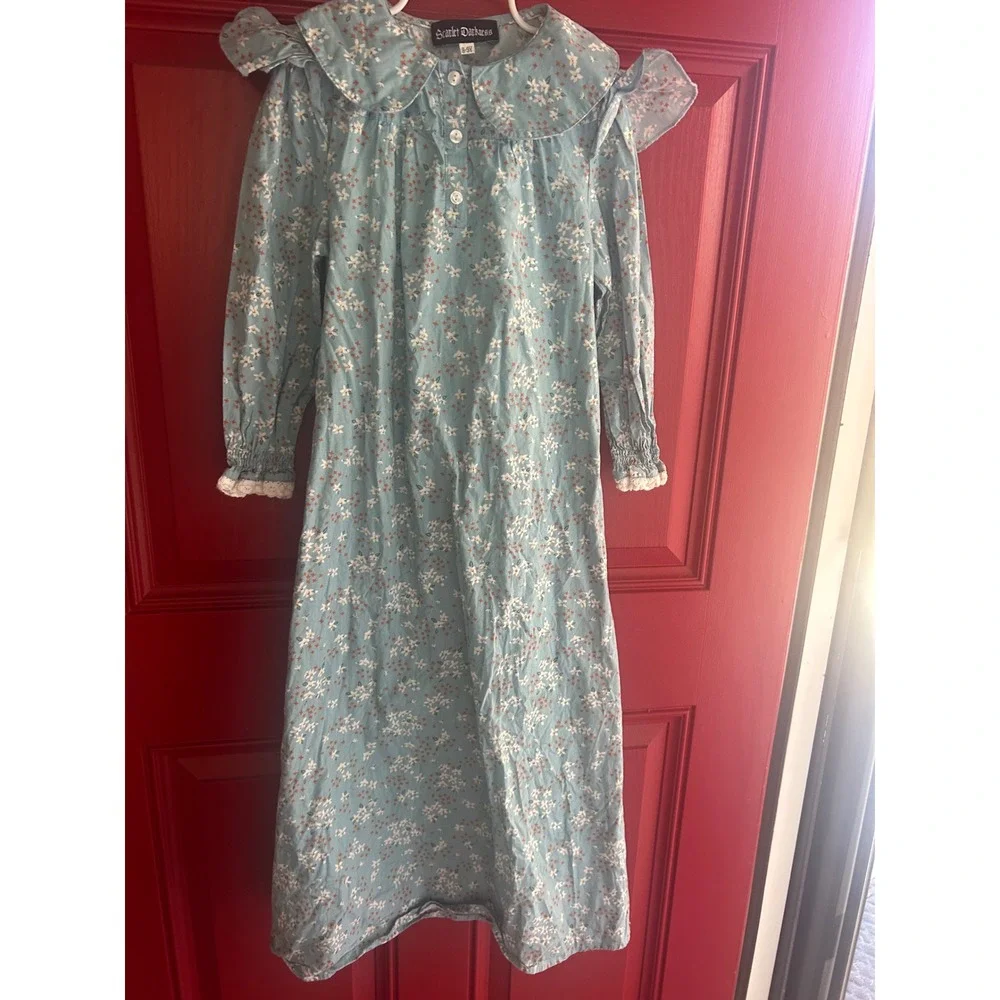 Scarlet Darkness‎ Nightgown Floral Peter Pan Collar Ruffle Cottagecore bin B